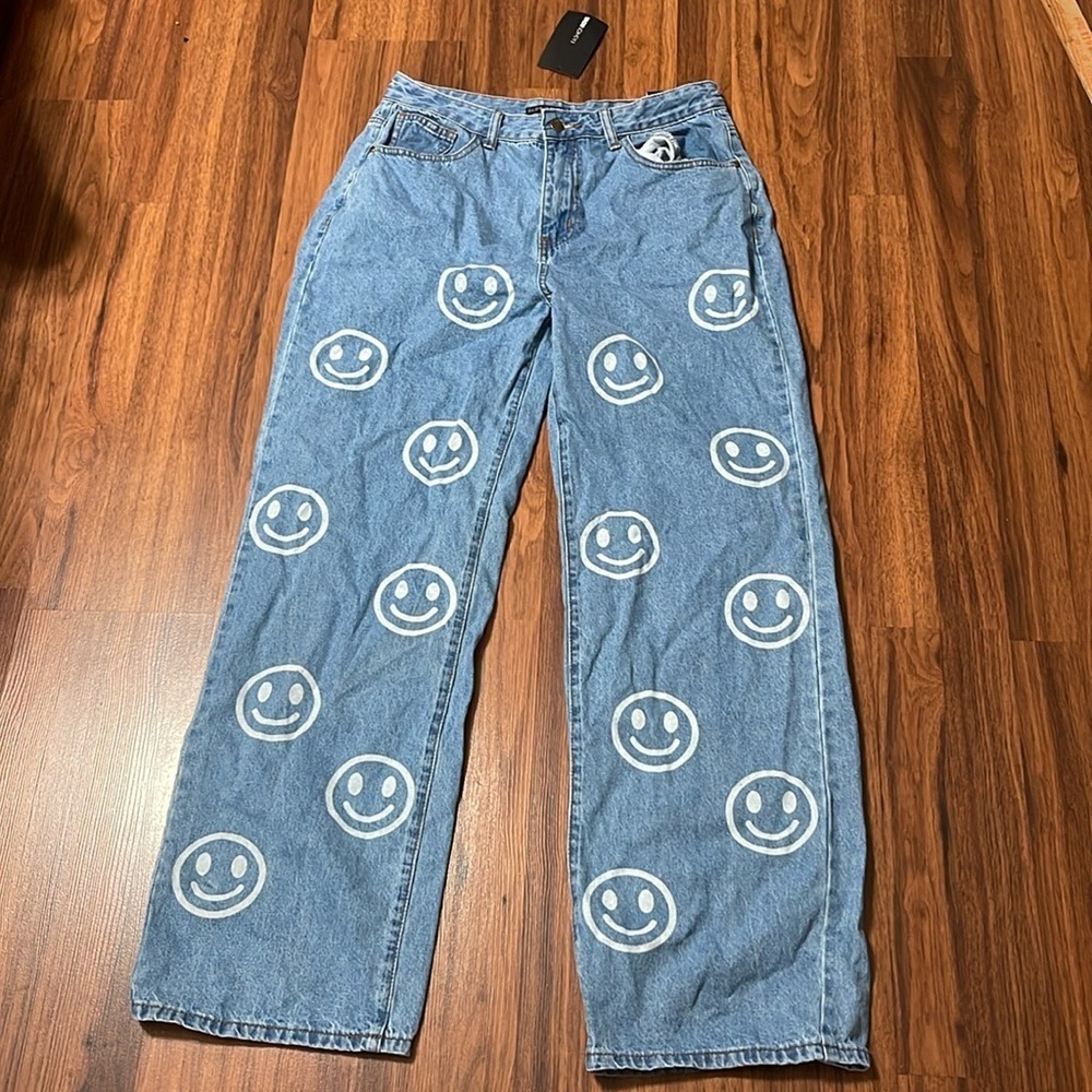 NWT Fashion Nova smiley face jeans size 11 - Picture 2 of 6